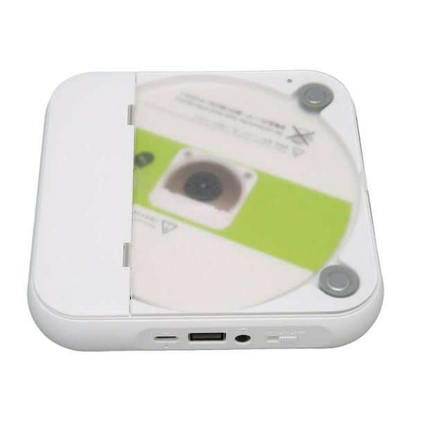 Reproductor de Música ANGGREK CD Portátil Reproductor de CD Recargable USB AUX Compacto Blanco 1200mAh