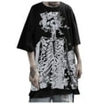 thumbnail image 2 of FAOWME Women Man Halloween T Shirt Round Neck Half Sleeve Skeleton Print Plus Size Comfortable Stylish Tee Tops For Casual Daily Wear,Black,L, 2 of 4