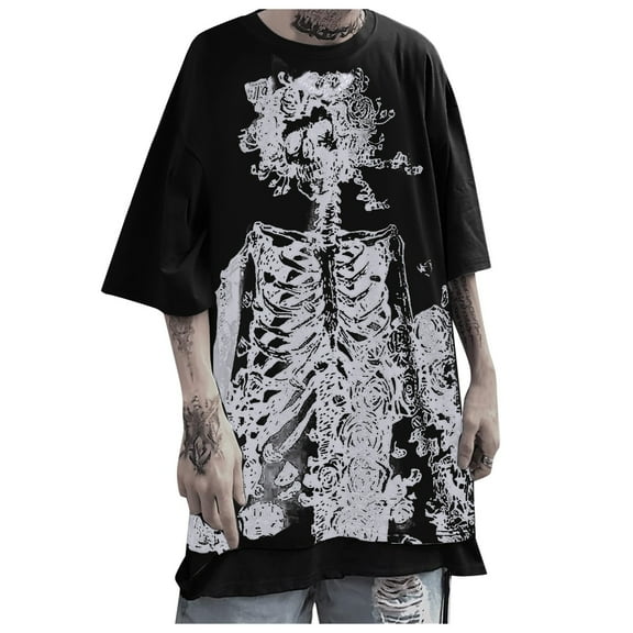 Yuanlong Womens T-Shirts Oversized Short Sleeve Crew Neck Rose Print Tshirts Sumemr Street Personality Stylish Lady Tops