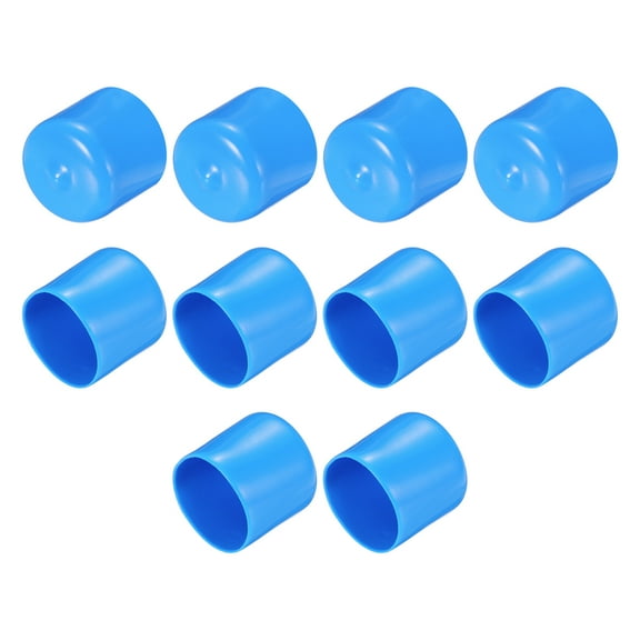 10pcs Rubber End Caps 25mm(1") ID Vinyl Round End Cap Cover Screw Thread Protector,Light Blue