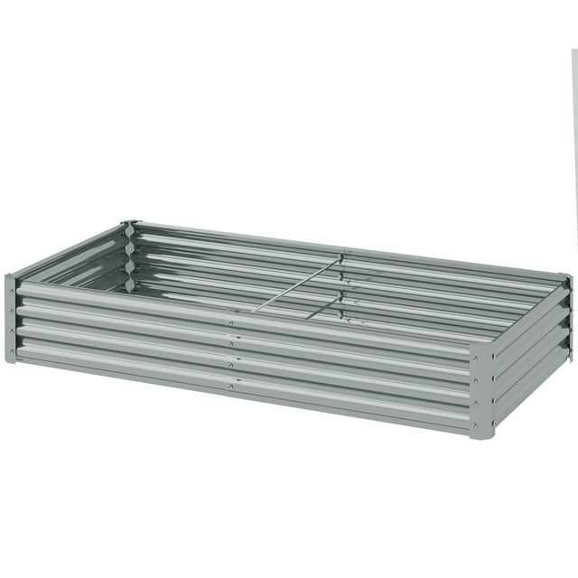 Outsunny Bac de Jardin Surélevé en Acier Galvanisé de 6 Pi, Jardinière Extérieure de 1 Pi pour Légumes et Fleurs, Argent, Résistant à la Rouille, Conception Stable, 70,9 Po L x 35,4 Po P x 11,8 Po H