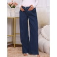thumbnail image 3 of DARING DIVA Women's Maternity  Wide Leg Loose Middle Waist Denim Pants S Deep Blue, 3 of 8