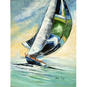 Carolines Treasures JMK1163CHF Cruising the Coast Sailboats Flag Canvas House Size  Large multicolor
