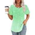 thumbnail image 2 of Womens Tops Dressy Casual Short Sleeve V Neck Shirts for Women Trendy 2025 Crew Neck Tops Grey Clearance Deals, 2 of 5