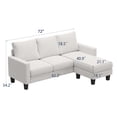 thumbnail image 7 of Vineego 72" L-Shaped Sectional Sofa with Ottoman Ergonomic Support Sofa Couch for Small Spaces Living Room, Apartment,White, 7 of 7