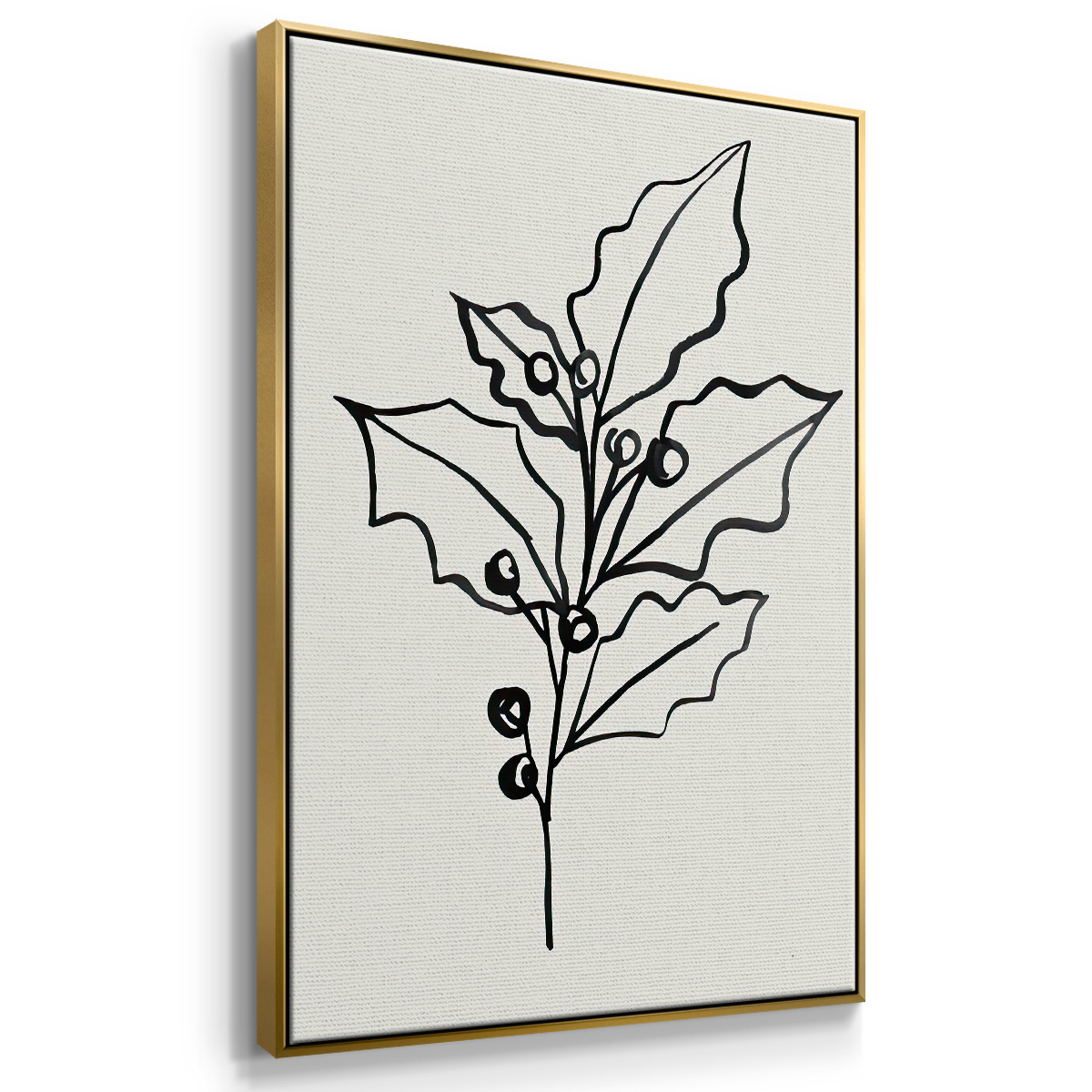 Evergreen Ink II - Framed Gallery Wrapped Holiday Canvas - 17 x 25 - Gold Frame