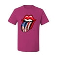 thumbnail image 2 of Wild Bobby, American Flag Lips Tongue Out, Men Graphic Tees, Fuschia, Large, 2 of 3