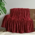 thumbnail image 3 of PAVILIA Super Soft Fleece Throw Blanket Burgundy Wine Red, Luxury Fuzzy Plush Flannel Throw, Warm Cozy Ribbed Microfiber Blanket for Sofa Couch Bed, Lightweight Striped Blanket, Wine, 50x60, 3 of 9