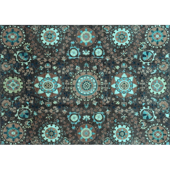 Ahgly Company Indoor Rectangle Oriental Light Blue Modern Area Rugs, 6' x 9'