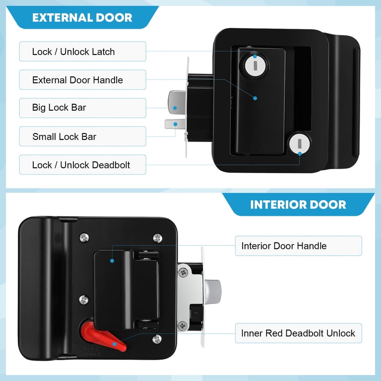 Kohree RV Door Lock with Paddle Deadbolt, 100% Metal photo 7