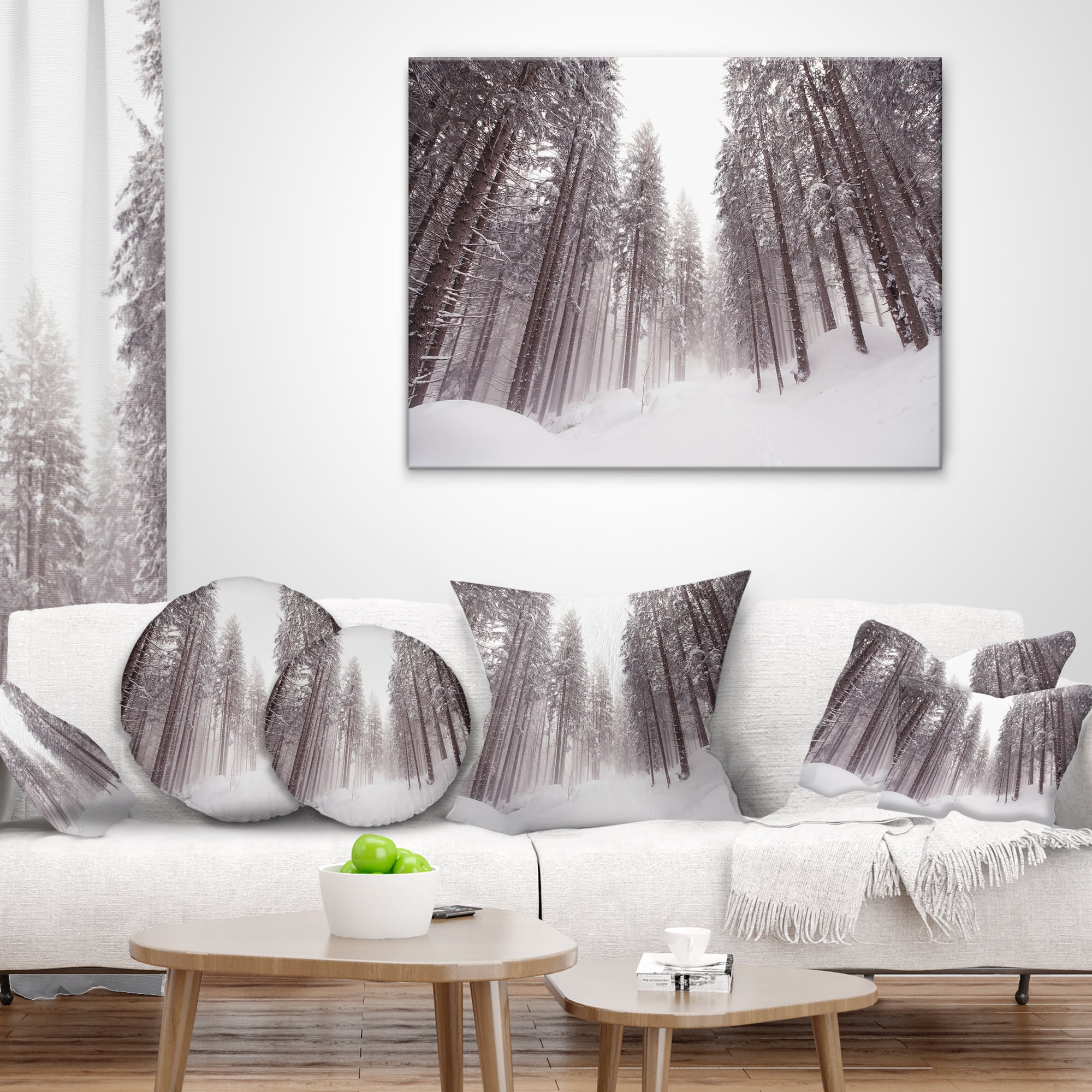 Designart Winter Scenery in Trentino Alto Adige - Forest Throw Pillow - 12x20