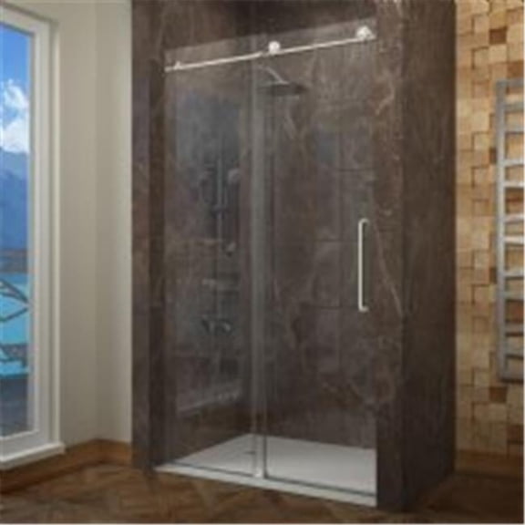 Spa World  60 x 76 in. Madam Series Frameless Sliding shower door in Chrome with Handle