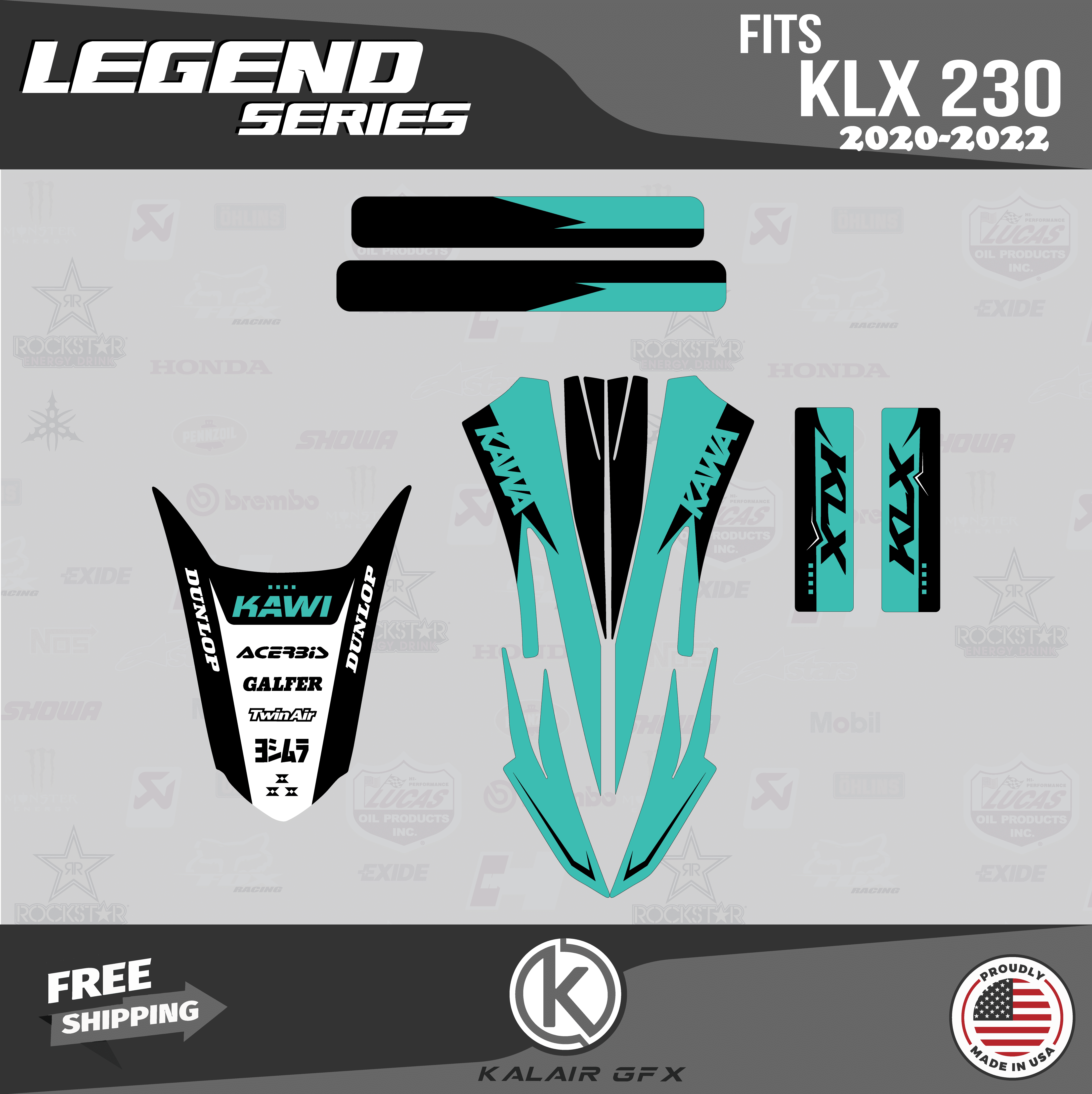 Kalair GFX Graphics Kit for Kawasaki KLX230R (2020-2024