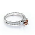 thumbnail image 4 of JeenMata Vintage 1 ct - Princess Cut Champagne Peach created morganite - 3 Stone - Engagement Ring - 18K White Gold over Silver, 4 of 6