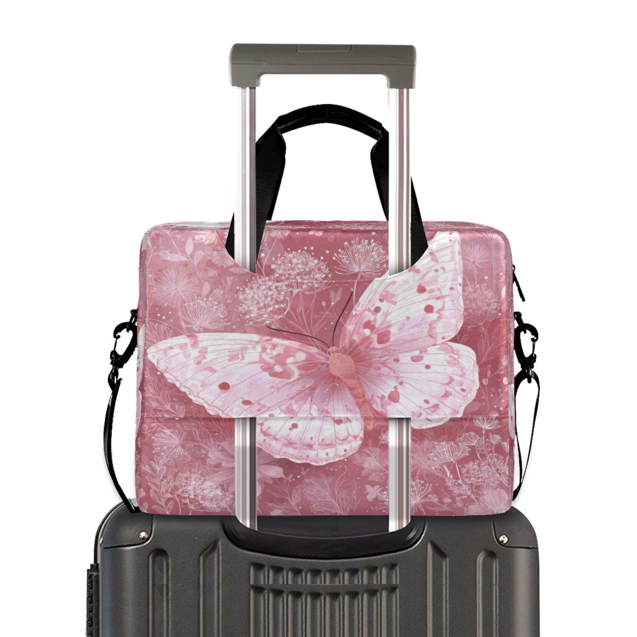 16" Laptop Tote Bag Laptop Sleeve Case Computer Briefcase for Work & Travel Soft Pink Butterfly