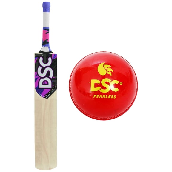 DSC Kashmir Willow Cricket Bat And Synthetic Tennis Ball For Adults , Playing Style - All - Round