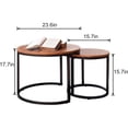 thumbnail image 6 of Coffee Table Nesting Side Round Set of 2 End Table Top Sturdy Metal Frame Desk Centerpiece Living Room Bedroom Apartment Modern Industrial Simple Nightstand, 6 of 17