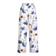 thumbnail image 6 of MYAOYI Women's Daily Casual Blue Floral Print Wide Leg Pants, Smocked Elastic High Waist Loose Flowy Trousers with Pockets for Shopping Weekend Outings, 6 of 7
