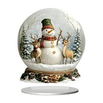 Costeam Christmas Series Scene Crystal Ball Ornaments Desktop Decoration 2D Acrylic Crafts Ornaments Suitable for Christmas Home Office Desktop Festive Use