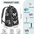 thumbnail image 4 of Butterfly and Skull Gothic Pattern Backpack for School, Cute School Bag with Adjustable Shoulder Straps and Padded Back, 16.9"x12.6"x5.9", 4 of 4