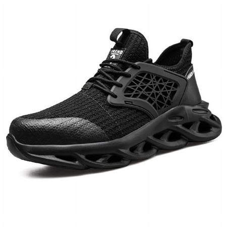 

DianSen Safety Sheos for Men Steel Toe Sneakers Breathable Protection for Work Anti-Smash Size8-12.5