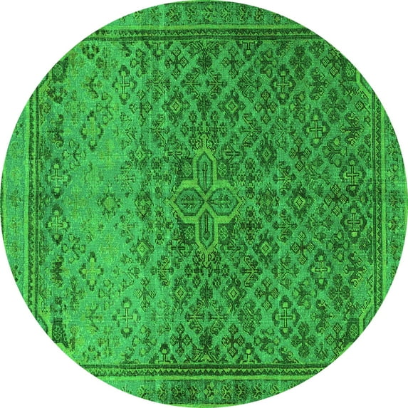 Ahgly Company Indoor Round Persian Green Traditional Area Rugs, 4' Round