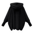 thumbnail image 3 of YDDIAN Hooded Fleece Jacket for Women Oversized Batwing Cardigans Open Front Bed Jacket Hooded Winter Coats Hooded Coat Black 5XL, 3 of 4