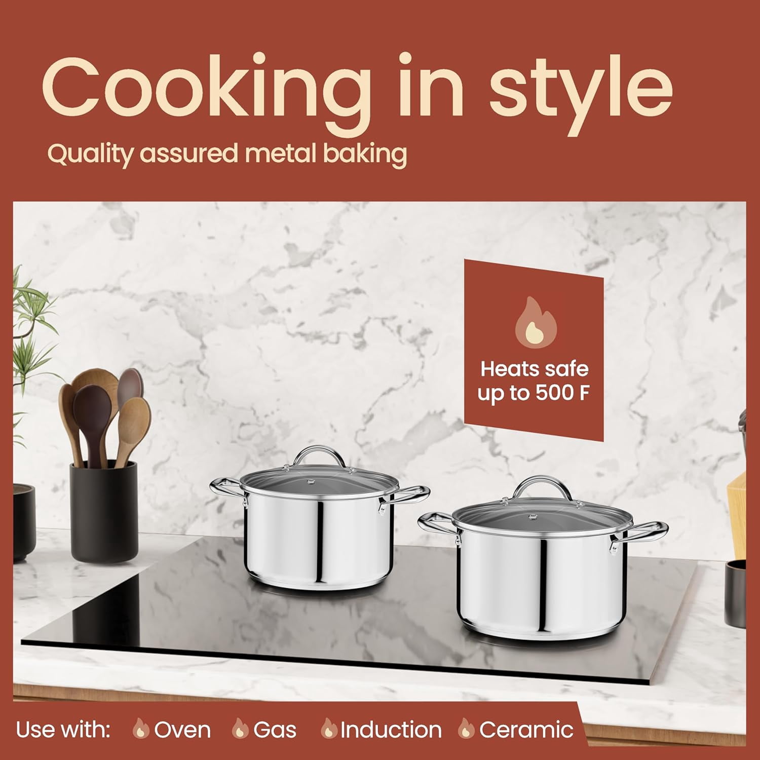 Bakken-Swiss Deluxe 3-Quart Stainless Steel Stockpot with Glass Lid, Dishwasher Safe, Induction Ready