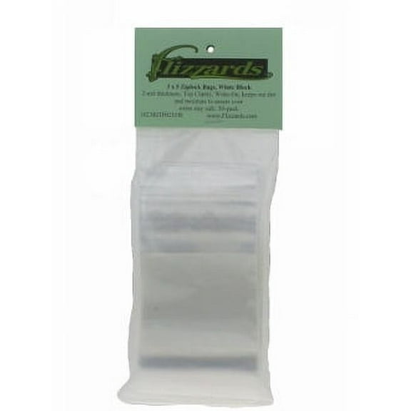 3x5 Ziplock Reclosable White Block Poly Bags Write On, 50 pack