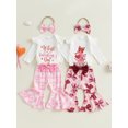 thumbnail image 3 of Hirigin Store Baby Girls Valentine Outfits Ruffle Romper + Flare Pants + Hat Set, 3 of 9