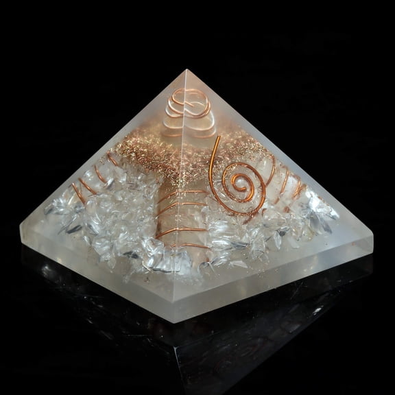 Clear Quartz Spiral Crystal Orgone Pyramid EMF Protection Meditation Energy Generator