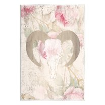 Stupell Industries Goat Skull Floral Rose Blooms Animals & Insects Painting Unframed Art Print Wall Art