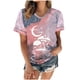 thumbnail image 1 of Puntoco Blusa de manga corta con cuello redondo y estampado de corbata suelta para mujer Puntoco Puntoco-6770, 1 of 9