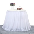 thumbnail image 3 of Faldón de mesa Suppromo de tul blanco de 14 pies para mesa rectangular o redonda, 3 of 5