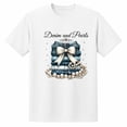 thumbnail image 3 of Denim and Pearls Graphic T-Shirt, Short Sleeve Crew Neck Casual Tee, 3 of 9
