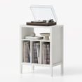 thumbnail image 6 of EYYTHUNG Record Player Stand with Vinyl Record Storage Holds up to 180 Albums, Large Turntable Stand Dispaly Shelf, Farmhouse Wood End Table, Antique White, 6 of 7
