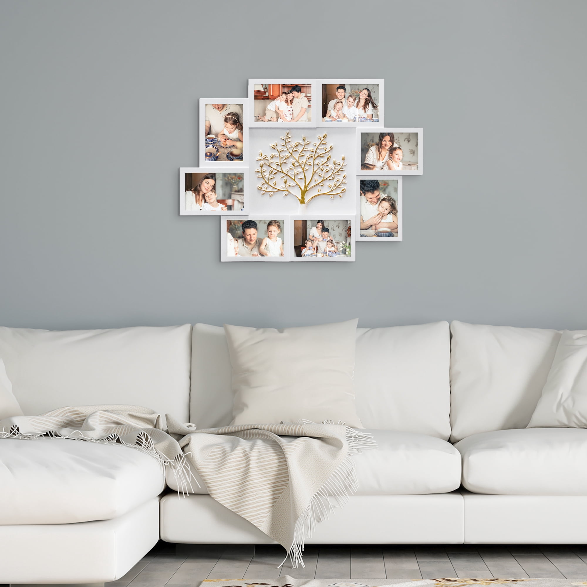 8-Opening White Collage Photo Frame - Multi-Decor Wall Display for Home, Family, and Friends