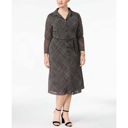 Anne Klein - Printed Shirtdress - Plus - 18W