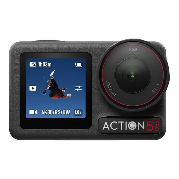 DJI Osmo Action 5 Pro Combo Aventure Reconditionné, Capteur CMOS 40MP, 4K Ultra HD 120fps, Double Écran Tactile OLED, Étanche 20m, Stockage 64 Go, Noir