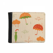 Cloud Umbrella Rain Drip Weather Flip Bifold Faux Leather Wallet  Multi-Function Card Purse