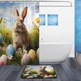 thumbnail image 2 of FREEAMG Easter Cute Rabbit Bath Curtain Rugs Sets 2 Pcs, Bathroom Theme Set with Shower Curtain and Non-Slip Carpet -12 Hooks-60X72in, 2 of 7