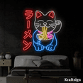 thumbnail image 3 of Craftnamesign Fortune Cat Ramen Neon Sign, Japanese Ramen Restaurant Decor, 3 of 4