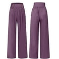 thumbnail image 6 of Clothing Women's Casual Pants,Linen Pants Women Comfy Baggy Wide Leg Pants Summer Flowy High Waisted Palazzo Beach Pants Trousers With Pockets, 6 of 6