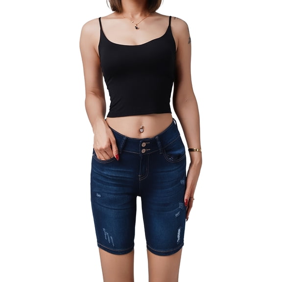 Women'S Ultra Soft Capri Jeans Skinny Shorts Jeans Young Adultjeans Casual Shorts