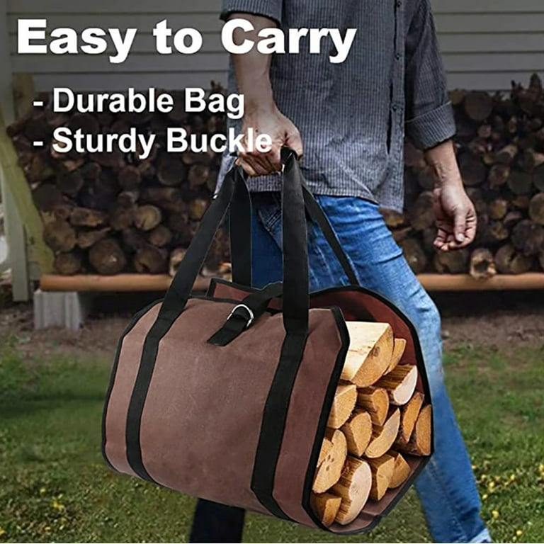 Podplug High-quality Large Canvas Firewood Wood Carrier Bag Log Camping  Outdoor Holder Carry Storage Bag Wooden Canvas Bag 