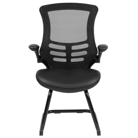 Flash Furniture - Kelista  Contemporary Mesh Side Chair - Upholstered - Black LeatherSoft