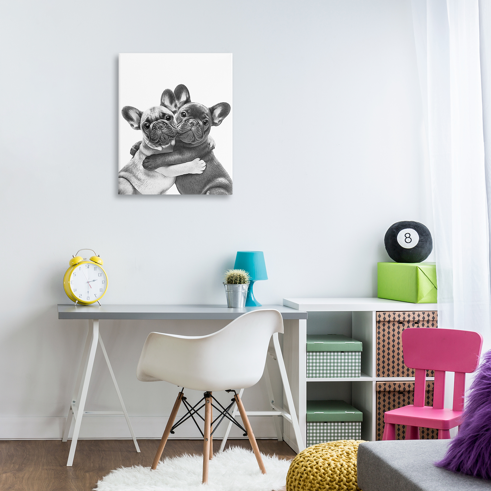 Stupell Industries Hugging Dog Pair Animals & Insects Painting Gallery Wrapped Canvas Art Print Wall Art, 24 x 30
