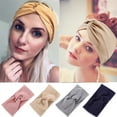 thumbnail image 4 of 1 Pcs Bandeau Vintage Croix Couleur Unie Bandeau en Tissu Cheveux, Rose, 4 of 4