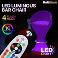thumbnail image 3 of MoNiBloom LED Light Up Bar Stool Modern Lighting Barstool RGB 16 Color Changing Chair with Remote & Footrest, Dimmable Decorative Chair for Pub Cafe Cocktail Party, 3 of 11