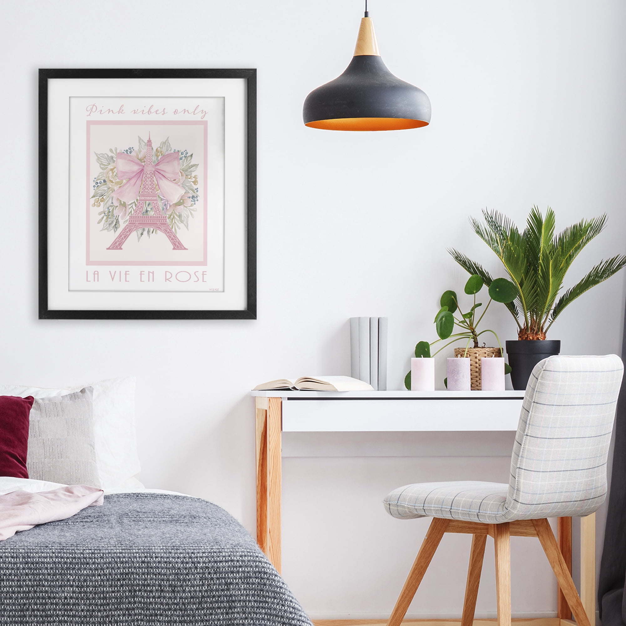 Stupell Industries Pink Vibes Only Paris Black Framed Print Under Glass, design by Cindy Jacobs